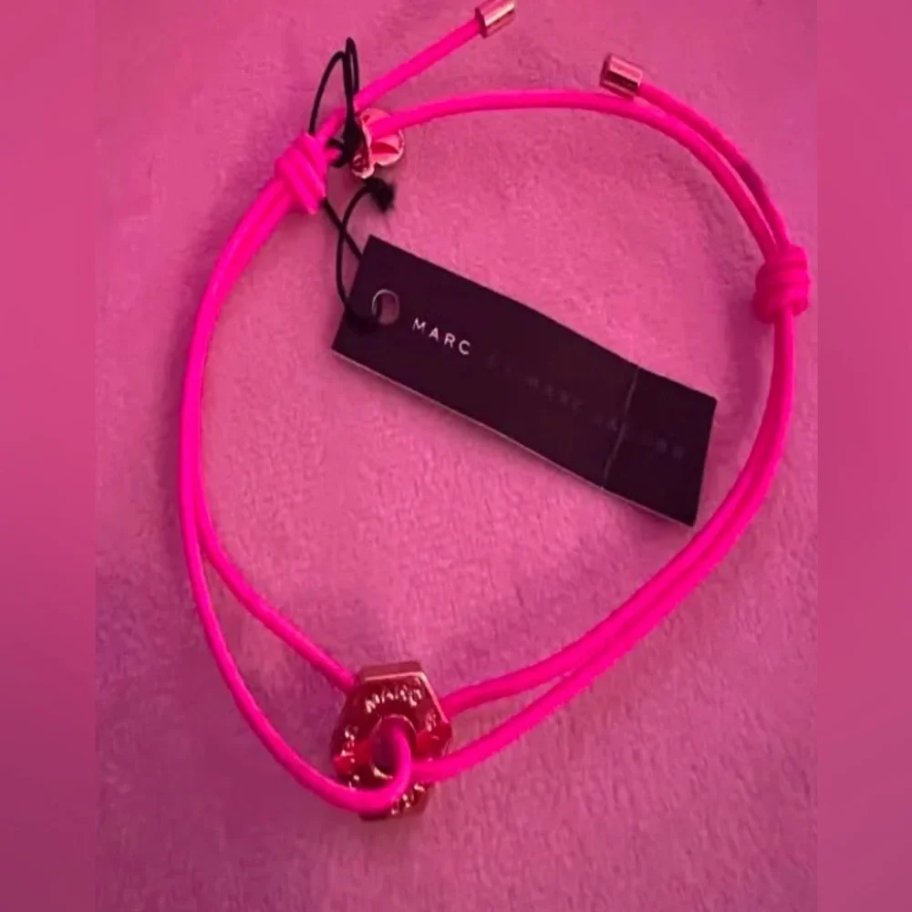 Marc by Marc Jacobs Knockout Pink Adjustable Cord Bracelet with Rose Gold Accent